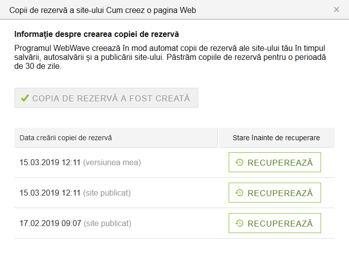 Posibilitati avansate de recuperare a versiunilor de rezerva a site urilor Posibilitati avansate de recuperare a versiunilor de rezerva a site urilor