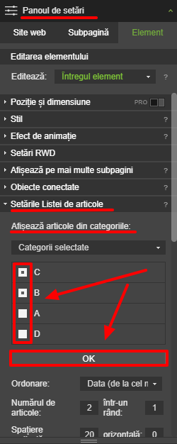 Setează categoriile corespunzatoare Setează categoriile corespunzatoare